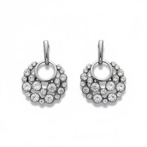 Amrita Singh Silver-Tone Crystal Circle Drop Earrings